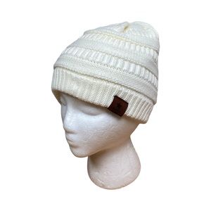 Super Star Beanie Hat Cap Womens White Chunky Cable Knit Adult Ski Wear Adult